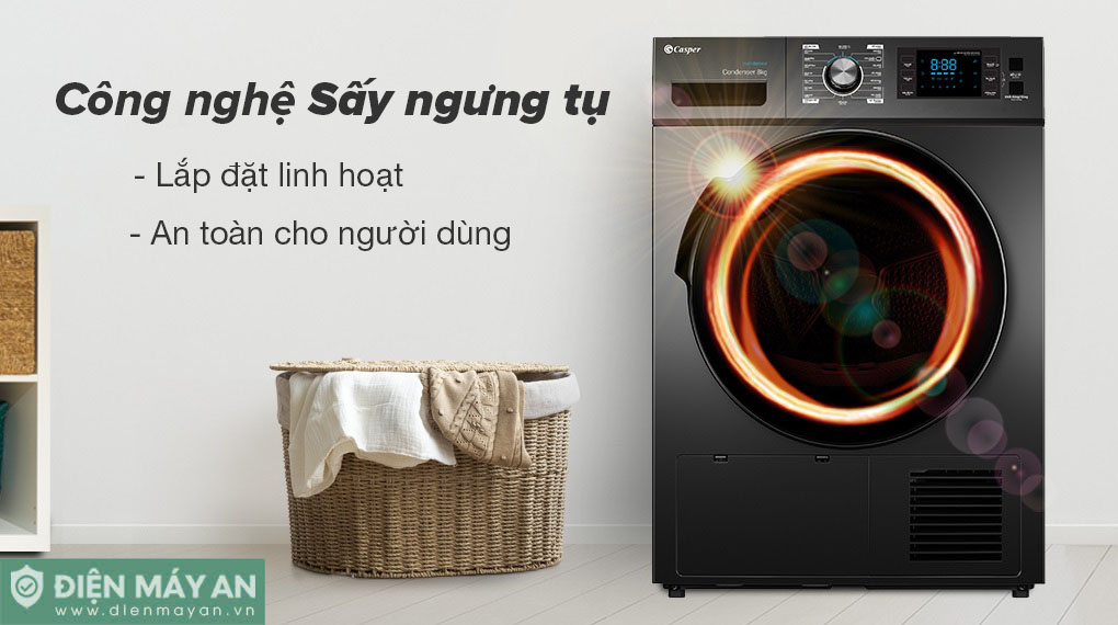 Máy Sấy Ngưng Tụ Casper 8 Kg TD-80CGB - thiết kế